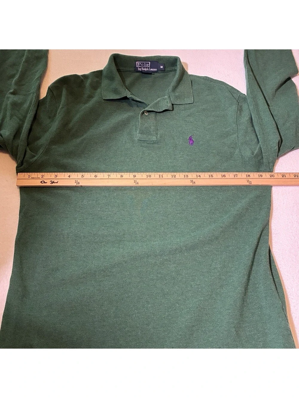Polo Ralph Lauren Shirt Men Medium M Green Pony Long Sleeve Purple Embroidered